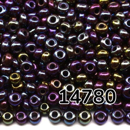 10/0 14780 Preciosa Czech Glass Seed Beads Rocailles 2.3mm. Opaque rainbow brown "tango".