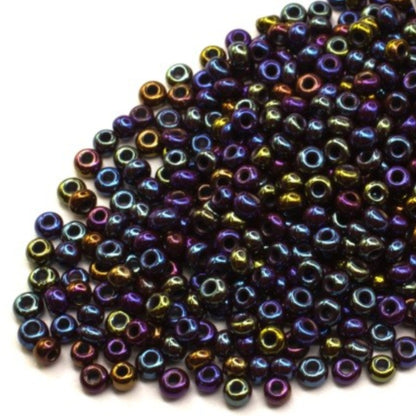 10/0 14780 Preciosa Czech Glass Seed Beads Rocailles 2.3mm. Opaque rainbow brown "tango".