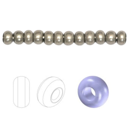 6/0 16749 Preciosa Чехски стъклени Малки Мъниста Рокайли 4.1mm. Креда Металик Сиво.