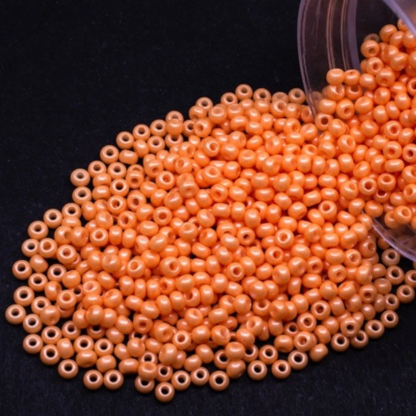 16992 Czech seed beads PRECIOSA round 10/0 peach orange. Chalk - Terra Pearl.