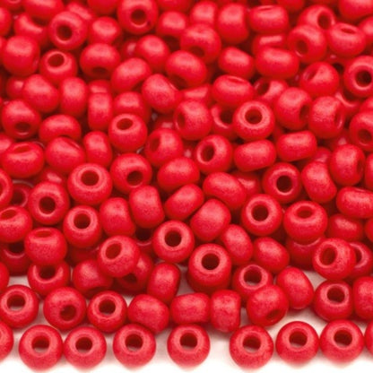 10/0 16A98 matte Preciosa Czech Glass Seed Beads Rocailles 2.3mm. Chalk Red.