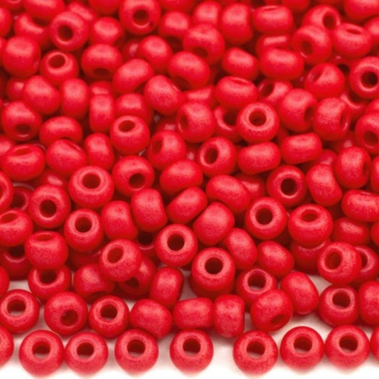 10/0 16A98 matte Preciosa Czech Glass Seed Beads Rocailles 2.3mm. Chalk Red.