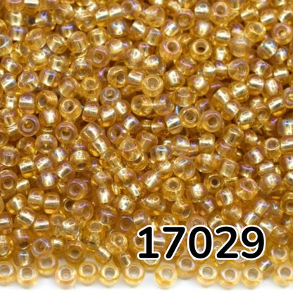 10/0 17029 Preciosa czeskie szklane Koraliki Rocailles 2.3mm. Jasny topaz, transparentne, posrebrzane, tęczowe.