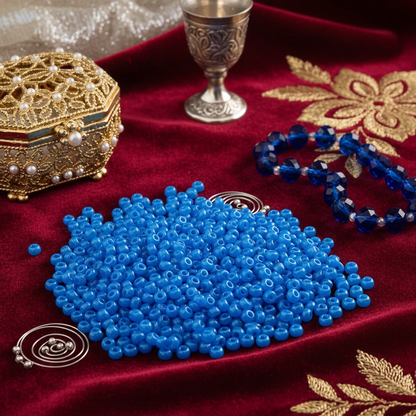 10/0 17336 Preciosa Perles de Rocaille en verre tchèque 2.3mm. Bleu Ceylan, blanc albâtre, lustre – teintes Terra.