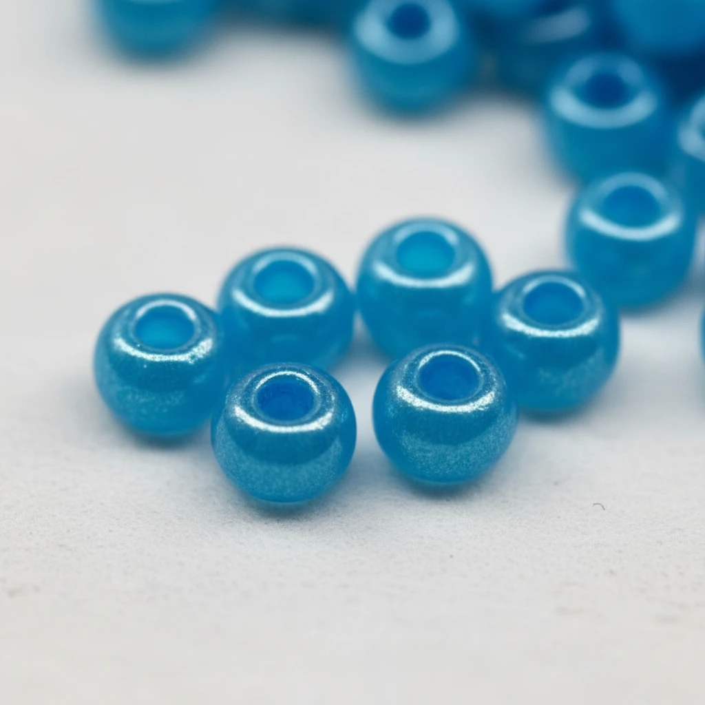 10/0 17365 Preciosa Perles de Rocaille en verre tchèque 2.3mm. Bleu Ceylan, blanc albâtre, lustre - teintées Terra.