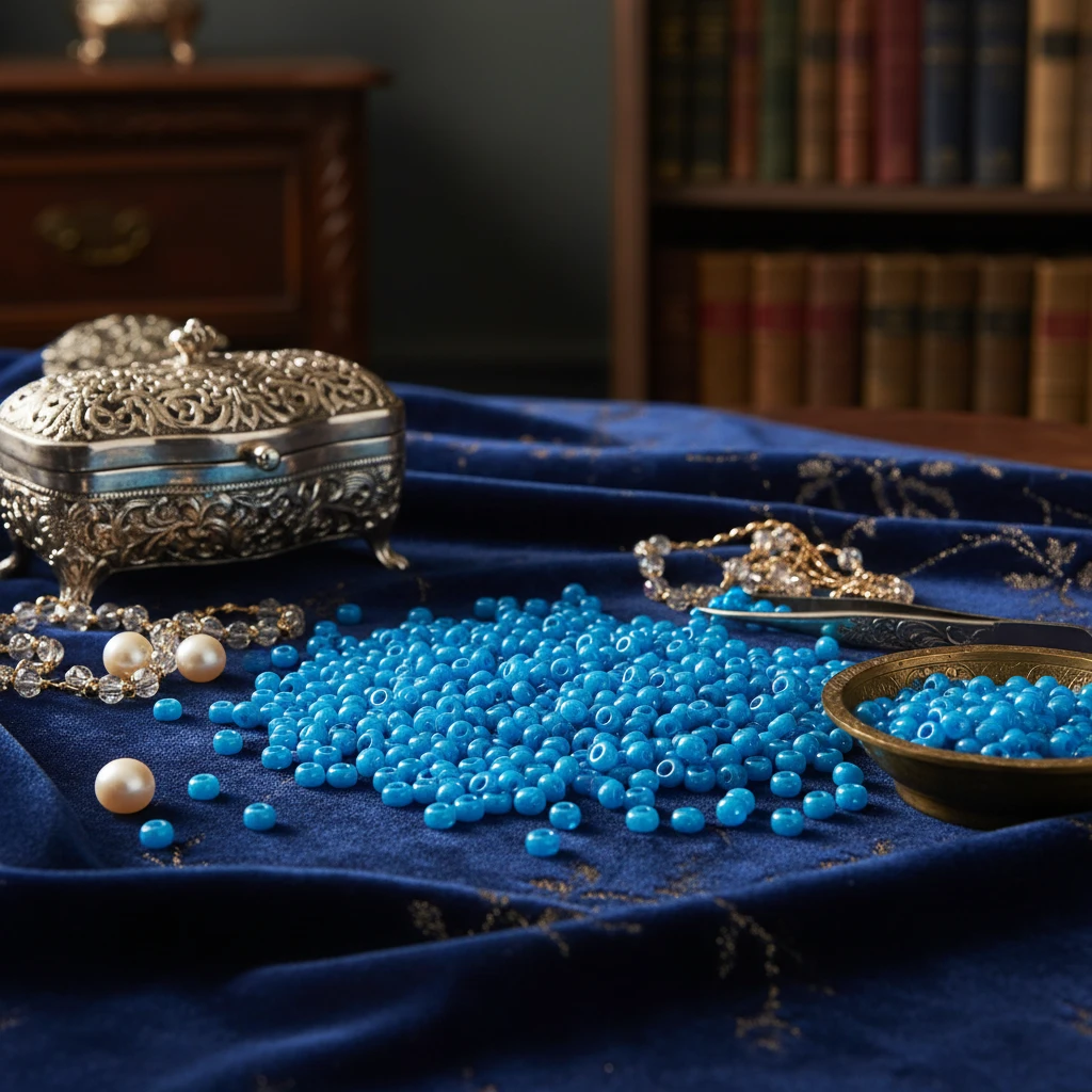 10/0 17365 Preciosa Perles de Rocaille en verre tchèque 2.3mm. Bleu Ceylan, blanc albâtre, lustre - teintées Terra.
