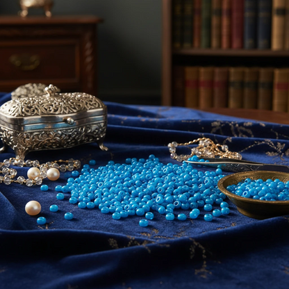 10/0 17365 Preciosa Perles de Rocaille en verre tchèque 2.3mm. Bleu Ceylan, blanc albâtre, lustre - teintées Terra.