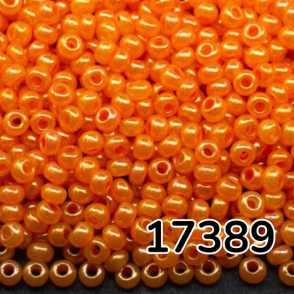 10/0 17389 Preciosa czeskie szklane Koraliki Rocailles 2.3mm. Ceylon pomarańczowy alabastrowa biel z połyskiem – barwione Terra.