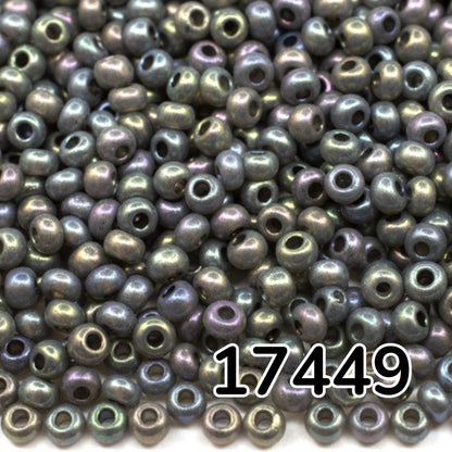 10/0 17449 Preciosa tjekkiske glasperler Perler Rocailles 2.3mm. Sort Grå Metallisk farvet alabast, regnbue.