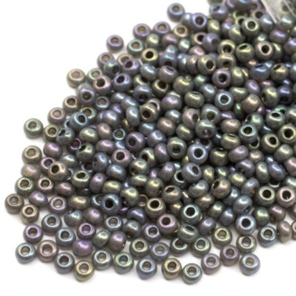 10/0 17449 Preciosa tjekkiske glasperler Perler Rocailles 2.3mm. Sort Grå Metallisk farvet alabast, regnbue.