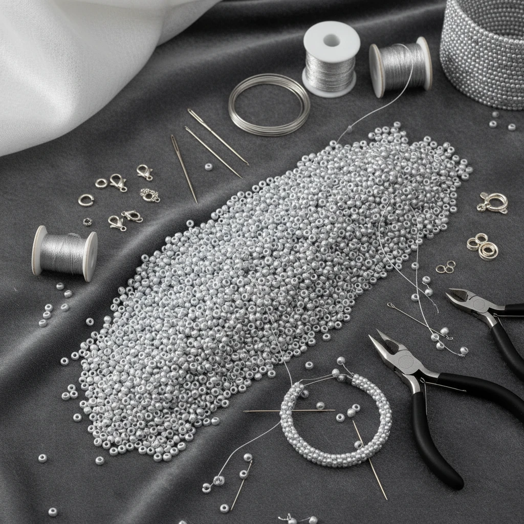 10/0 17708 Preciosa Perline di vetro ceche Rocaille 2.3mm. Alabastro tinto effetto metallico argento.