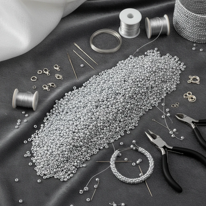 10/0 17708 Preciosa Perline di vetro ceche Rocaille 2.3mm. Alabastro tinto effetto metallico argento.