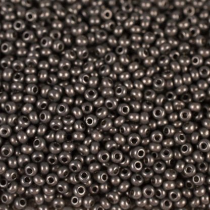 10/0 17749 Perline di Vetro Ceco Preciosa Rocaille 2,3 mm. Alabastro Metallico Nero - Terra Tinto.
