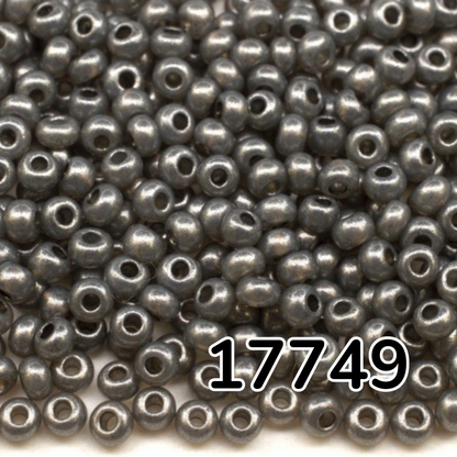 10/0 17749 Perline di Vetro Ceco Preciosa Rocaille 2,3 mm. Alabastro Metallico Nero - Terra Tinto.
