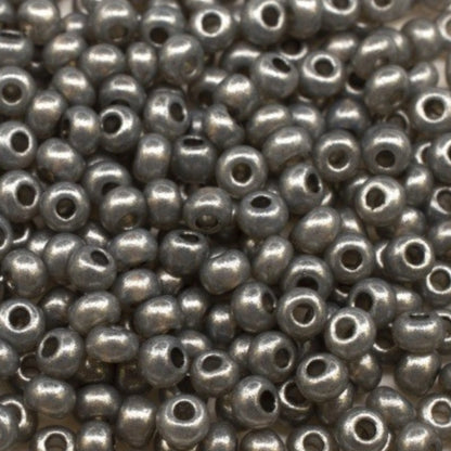 10/0 17749 Perline di Vetro Ceco Preciosa Rocaille 2,3 mm. Alabastro Metallico Nero - Terra Tinto.