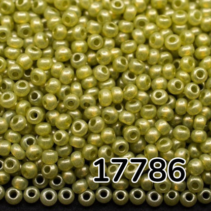 10/0 17786 Preciosa czeskie szklane Koraliki Rocailles 2,3 mm. Żółty metaliczny alabaster - barwiony Terra.