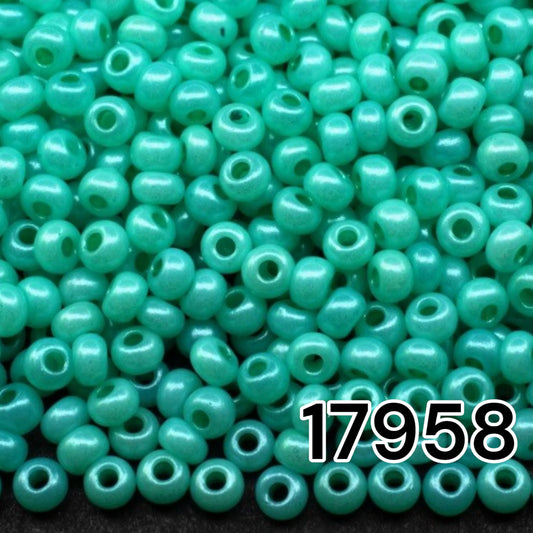 17958 Perles de rocaille tchèques PRECIOSA rondes 10/0 turquoise. Albâtre - Terra Pearl.