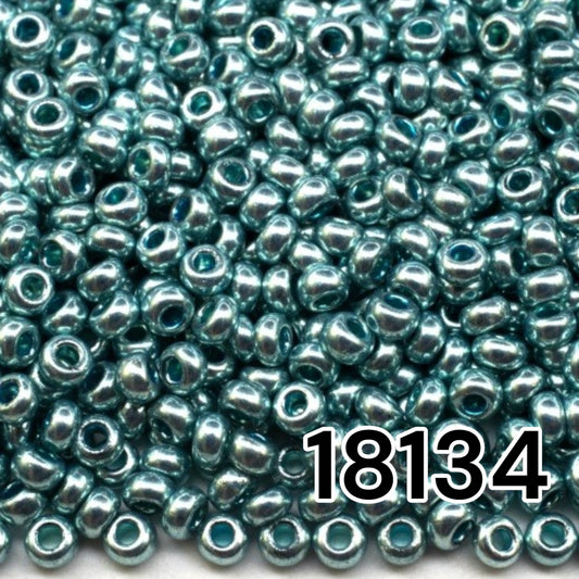 18134 Tschechische Rocailles PRECIOSA rund 10/0 Türkis metallic. Metallisch - Solgel.
