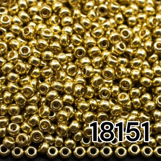 18151 Tschechische Rocailles PRECIOSA rund 10/0 Goldmetallic. Metallisch - Solgel.