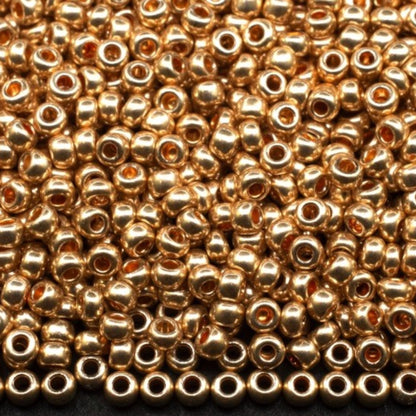 10/0 18184 Preciosa Perles de Rocaille en verre tchèque 2.3mm. Doré métallisé - Solgel.