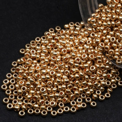 10/0 18184 Preciosa Perles de Rocaille en verre tchèque 2.3mm. Doré métallisé - Solgel.