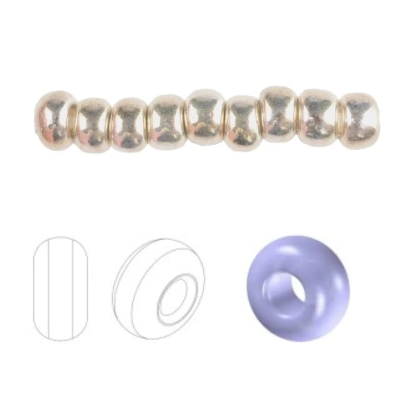 6/0 18302 Preciosa čehu stikla Pērlītes Rokaja 4.1mm. Sudraba - metāliska.