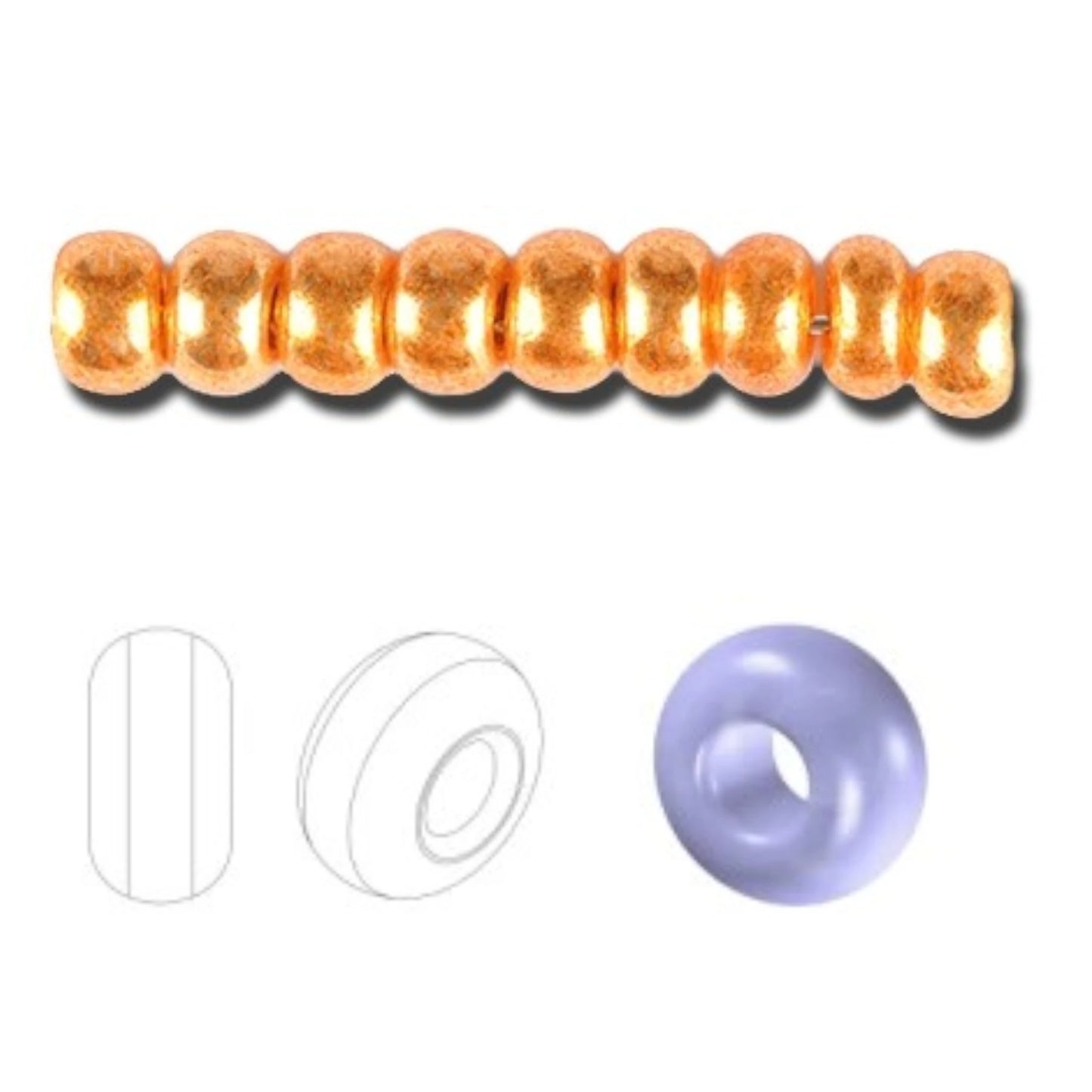 6/0 18389 Preciosa Чехски стъклени Малки Мъниста Рокайли 4.1mm. Златисто оранжев - Металик.