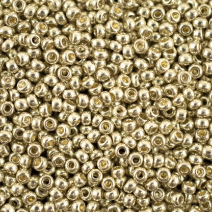 10/0 18503 Perles en verre tchèque Preciosa de Rocaille 2,3 mm. Métallique argenté - Teint terre.