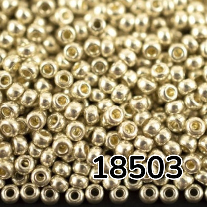 10/0 18503 Perles en verre tchèque Preciosa de Rocaille 2,3 mm. Métallique argenté - Teint terre.