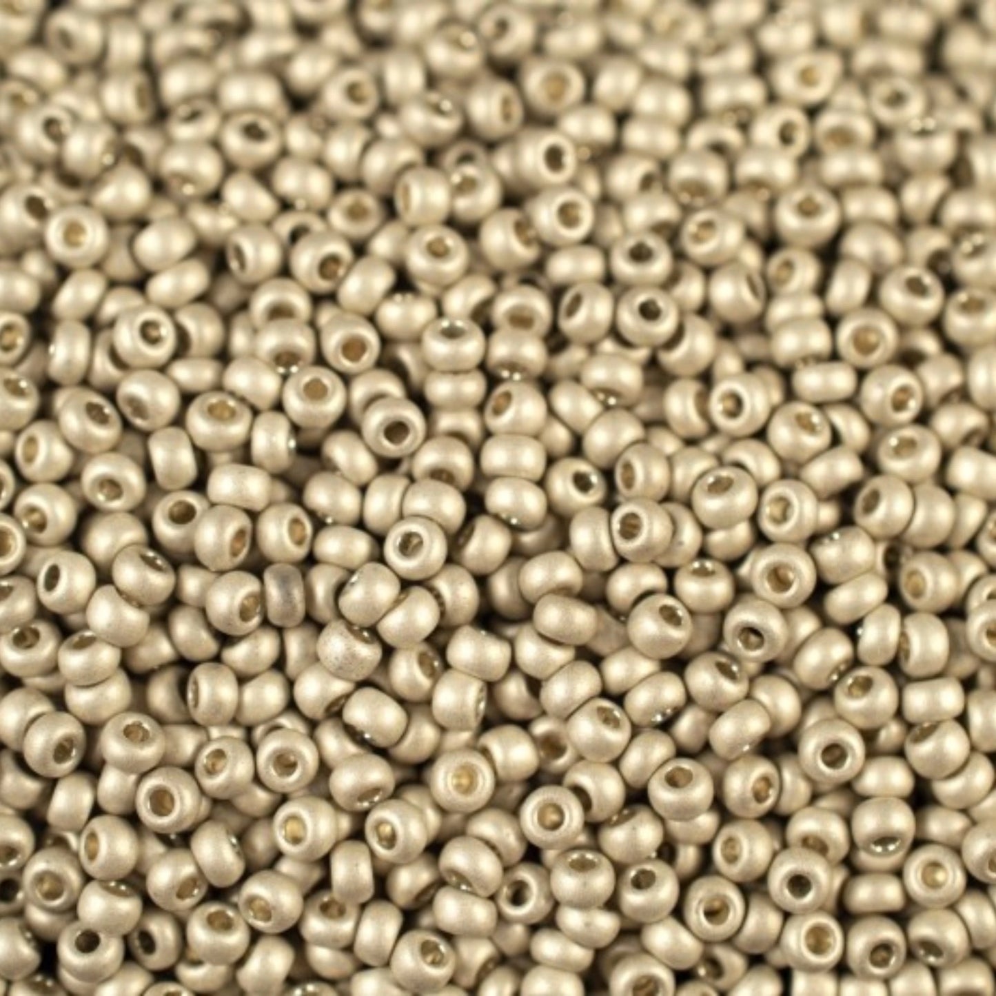 10/0 18503 matte Preciosa Czech Glass Seed Beads Rocailles 2.3mm. Silver Metallic - Terra Dyed.