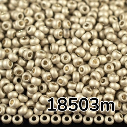 10/0 18503 matte Preciosa Czech Glass Seed Beads Rocailles 2.3mm. Silver Metallic - Terra Dyed.