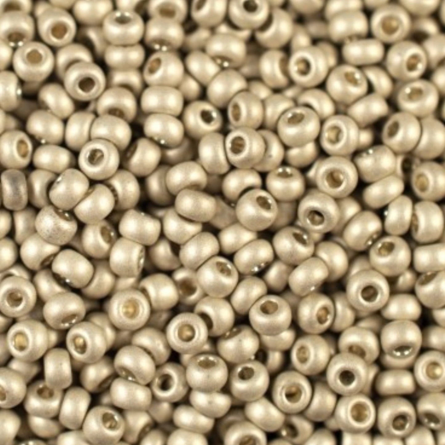10/0 18503 matte Preciosa Czech Glass Seed Beads Rocailles 2.3mm. Silver Metallic - Terra Dyed.