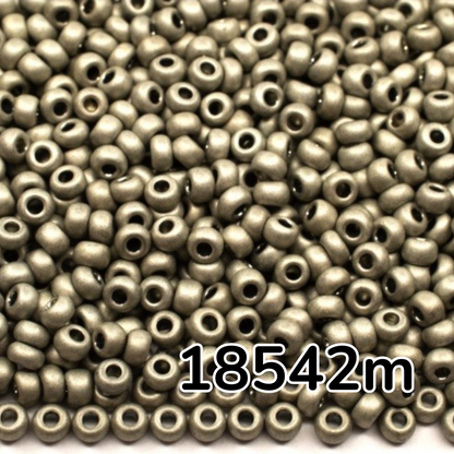 Perles de Rocaille en verre tchèque Preciosa 10/0 18542 mat, 2,3 mm. Gris métallique - Teint Terre.