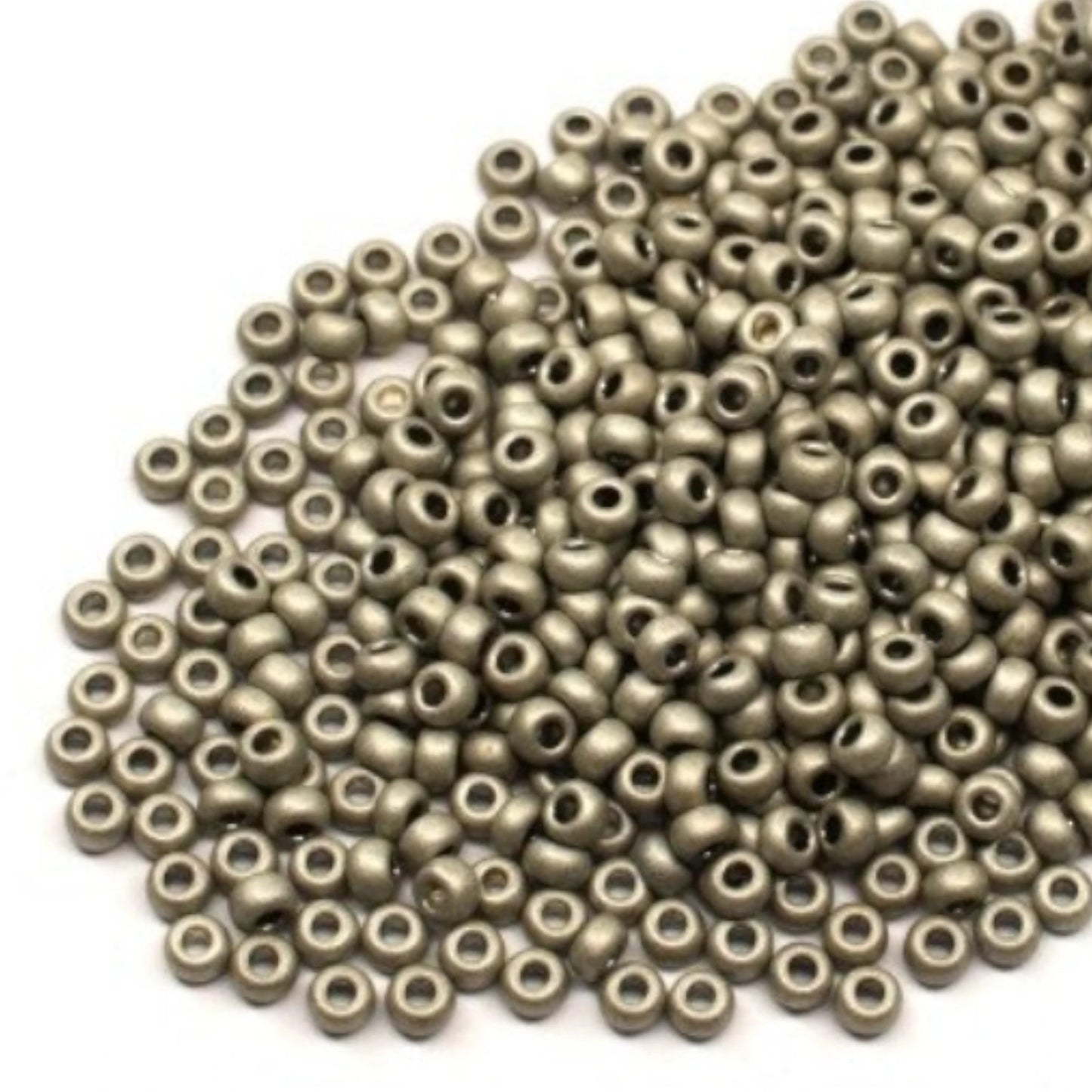 Perles de Rocaille en verre tchèque Preciosa 10/0 18542 mat, 2,3 mm. Gris métallique - Teint Terre.