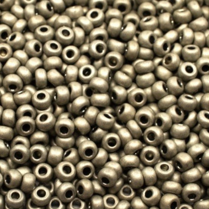 Perles de Rocaille en verre tchèque Preciosa 10/0 18542 mat, 2,3 mm. Gris métallique - Teint Terre.