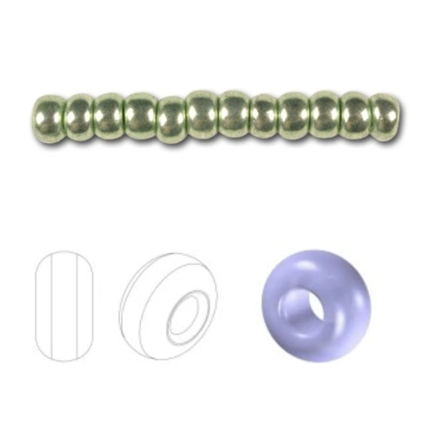 6/0 18556 Preciosa Czech Glass Perler Rocailles 4.1mm. Grøn Metallic.