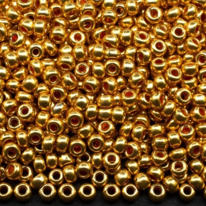 10/0 18581 Preciosa Czech Glass Seed Beads Rocailles 2.3mm. Gold Metallic - Terra Dyed.