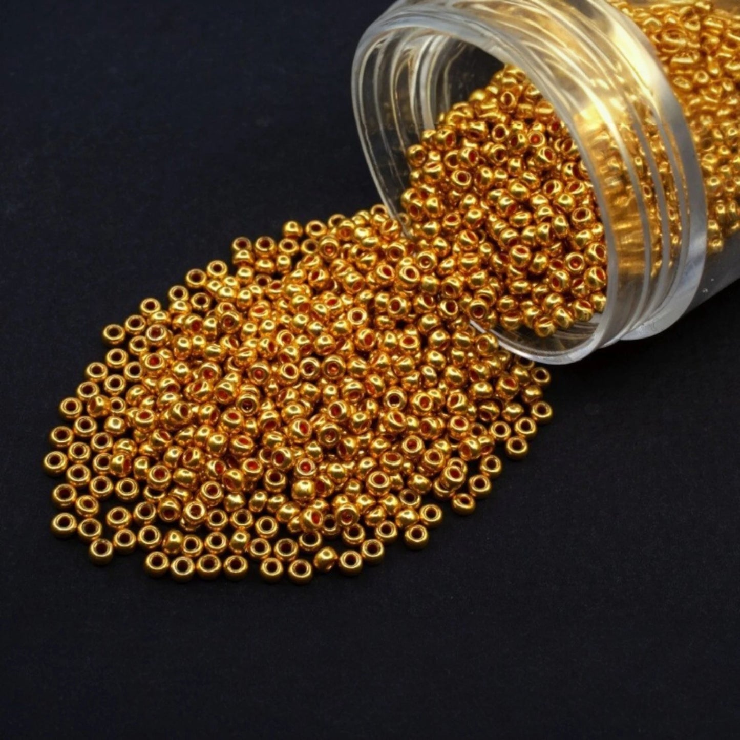 10/0 18581 Preciosa Czech Glass Seed Beads Rocailles 2.3mm. Gold Metallic - Terra Dyed.