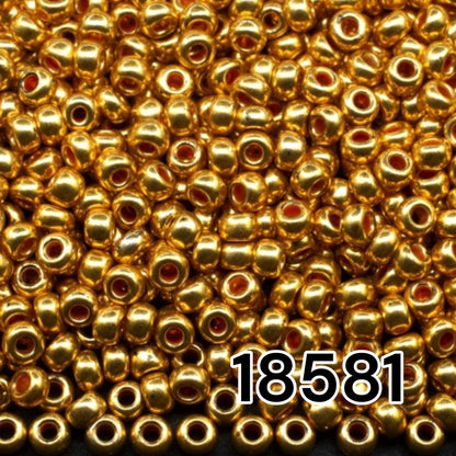 6/0 18581 Preciosa чешко стъкло Малки Мъниста Рокайли 4.1mm. Оранжево Златист Металик.