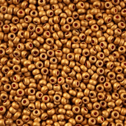 Perline di vetro ceco Preciosa 10/0 18583 opache Rocaille 2,3 mm. Oro metallico - Terra tinto.