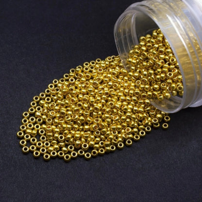 10/0 18586 Perline di vetro ceco Preciosa Rocaille 2,3 mm. Oro metallico - Terra tinto.