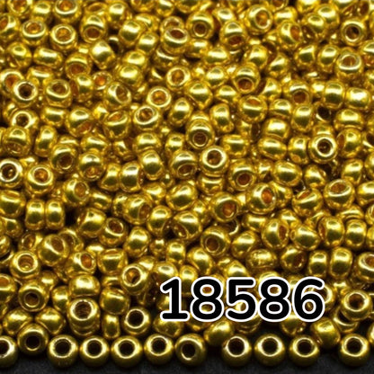 10/0 18586 Perline di vetro ceco Preciosa Rocaille 2,3 mm. Oro metallico - Terra tinto.