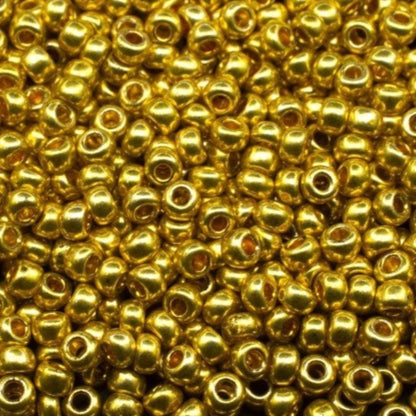 10/0 18586 Perline di vetro ceco Preciosa Rocaille 2,3 mm. Oro metallico - Terra tinto.