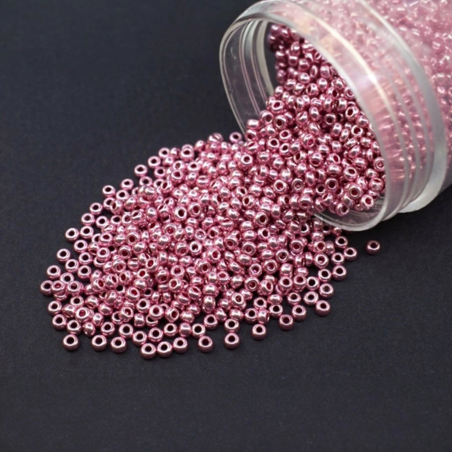 10/0 18595 Preciosa Czech Glass Seed Beads Rocailles 2.3mm. Pink Metallic - Terra Dyed.