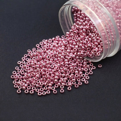 10/0 18595 Preciosa Czech Glass Seed Beads Rocailles 2.3mm. Pink Metallic - Terra Dyed.