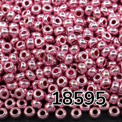 10/0 18595 Preciosa Czech Glass Seed Beads Rocailles 2.3mm. Pink Metallic - Terra Dyed.