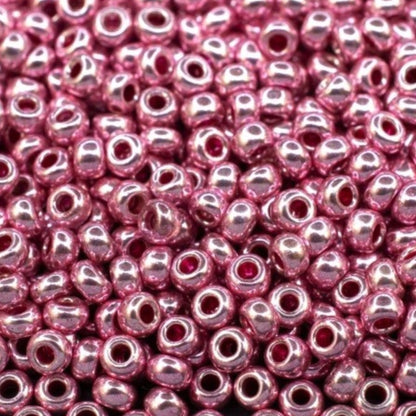 10/0 18595 Preciosa Czech Glass Seed Beads Rocailles 2.3mm. Pink Metallic - Terra Dyed.