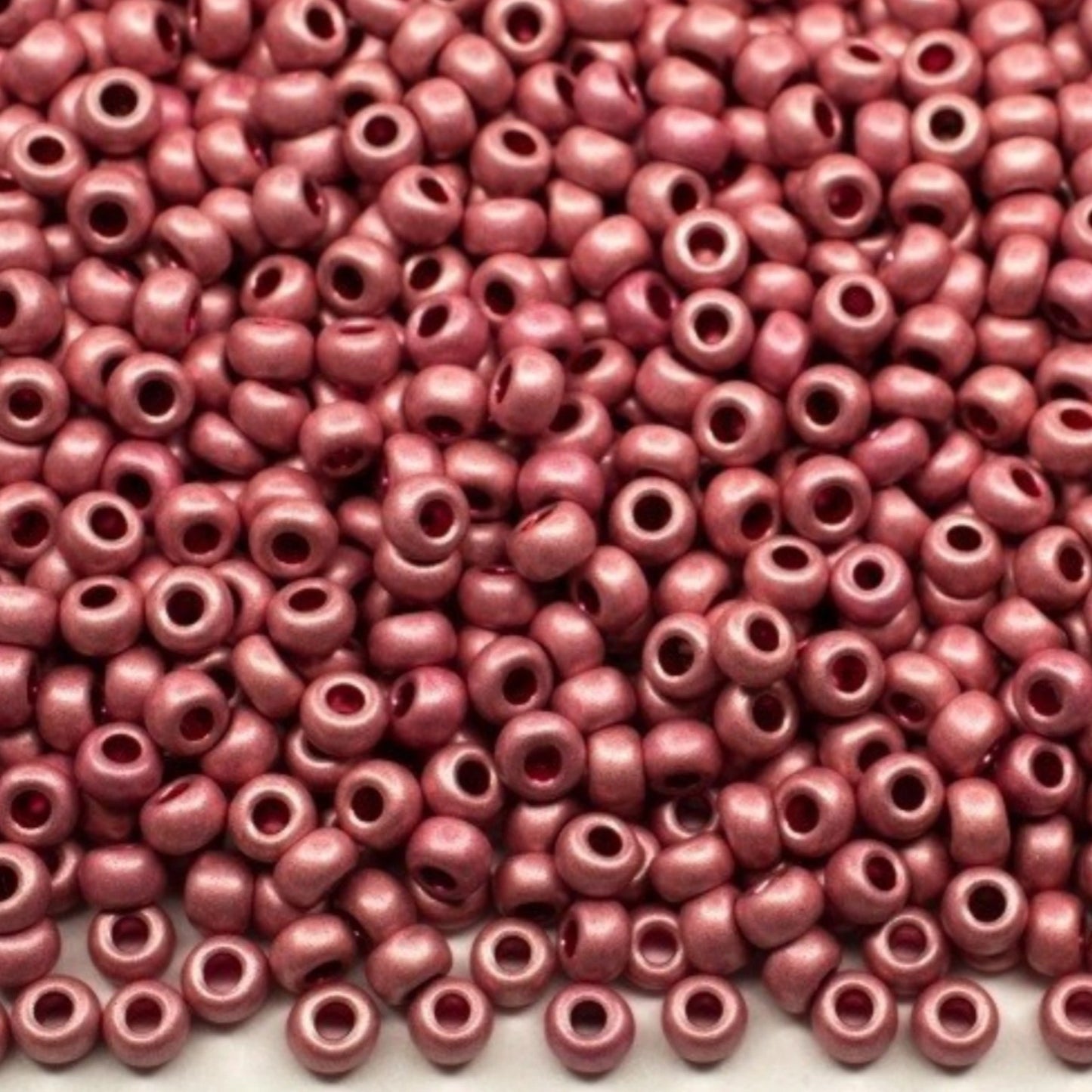 10/0 18595 matte Preciosa Czech Glass Seed Beads Rocailles 2.3mm. Pink Metallic - Terra Dyed.