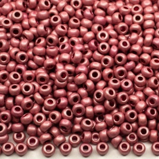 Perles de Rocaille en verre tchèque Preciosa 10/0 18595 mat 2,3 mm. Rose métallique - teint Terre.