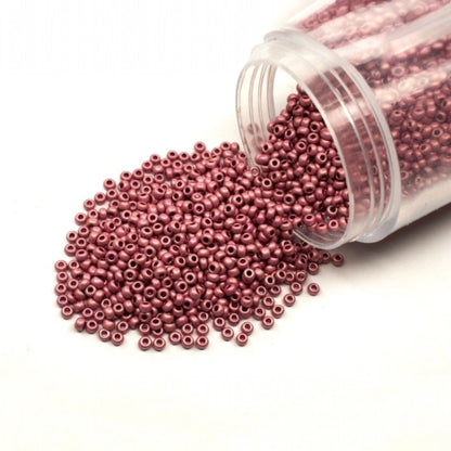 10/0 18595 matte Preciosa Czech Glass Seed Beads Rocailles 2.3mm. Pink Metallic - Terra Dyed.